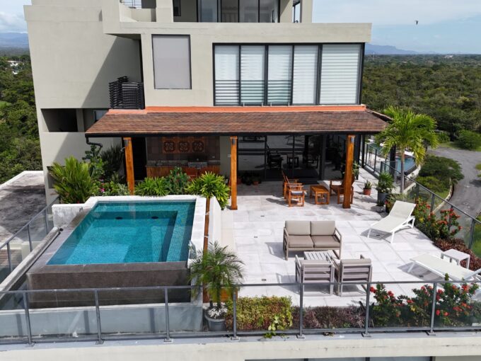 Image of drone view of this Solaria penthouse for sale