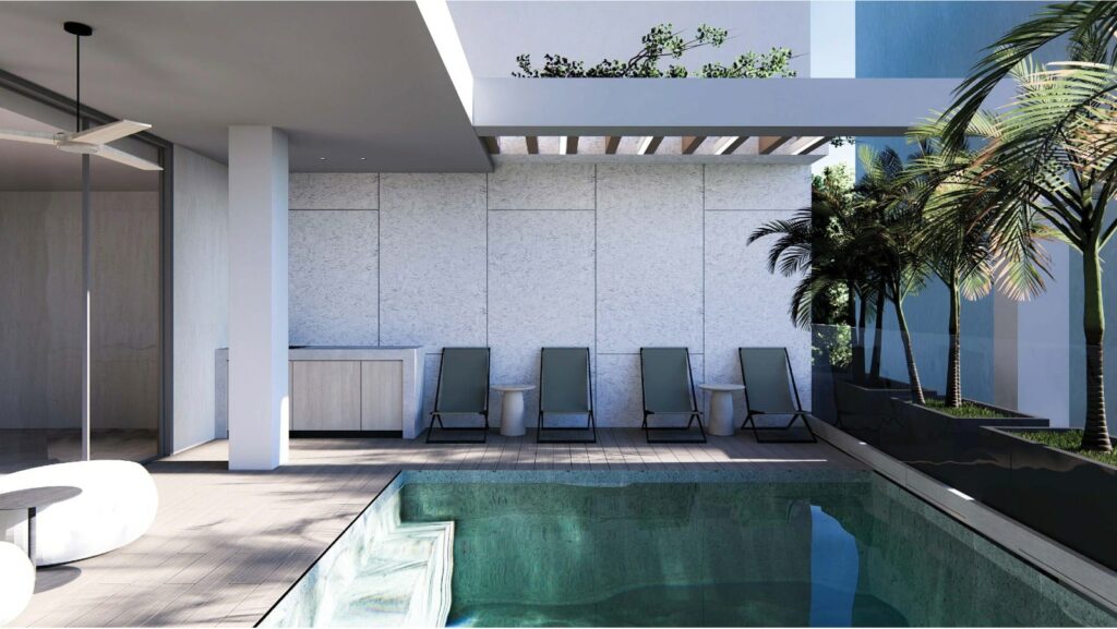 Swimming pool at this The Edge Marbella Panama condo for sale