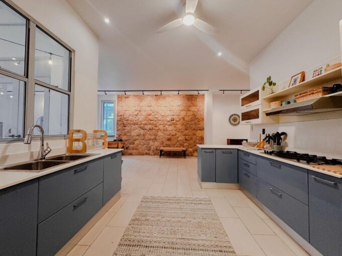 Image of kitchen with countertops and shelves at Star & Herald