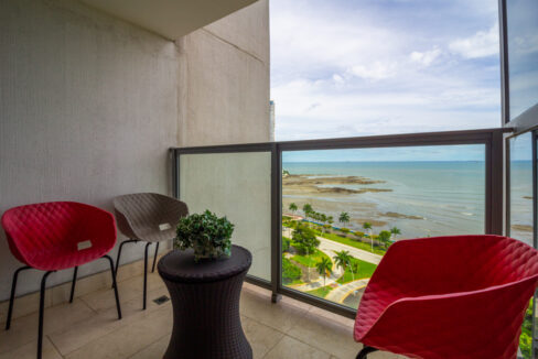 Image of Terrace with chairs, table and ocean views in Yoo Avenida Balboa