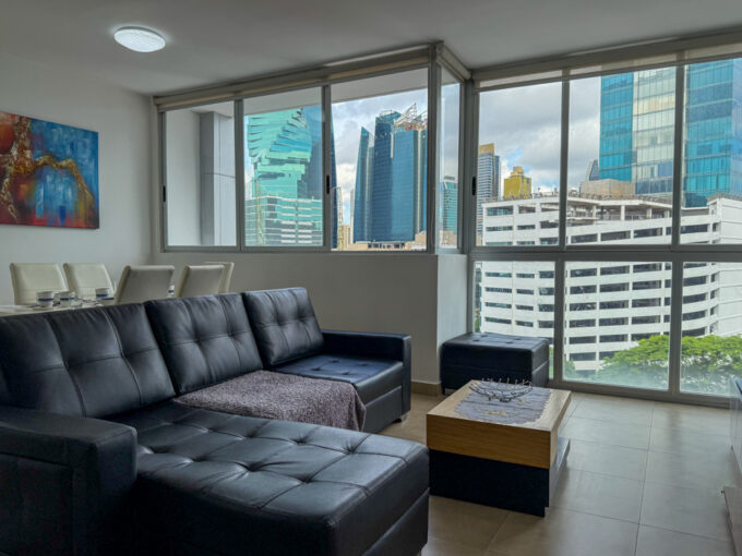 Image of Living Room with sofa,table and wall art tin The One San Francisco