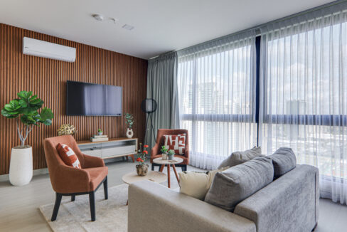 Image of Living Room with sofa,chairs,table,curtains and tv in Arcadia Costa del Este