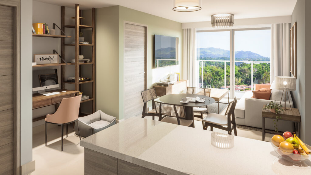 Image of the kitchen in this condo in Paterre in Panama Pacifico