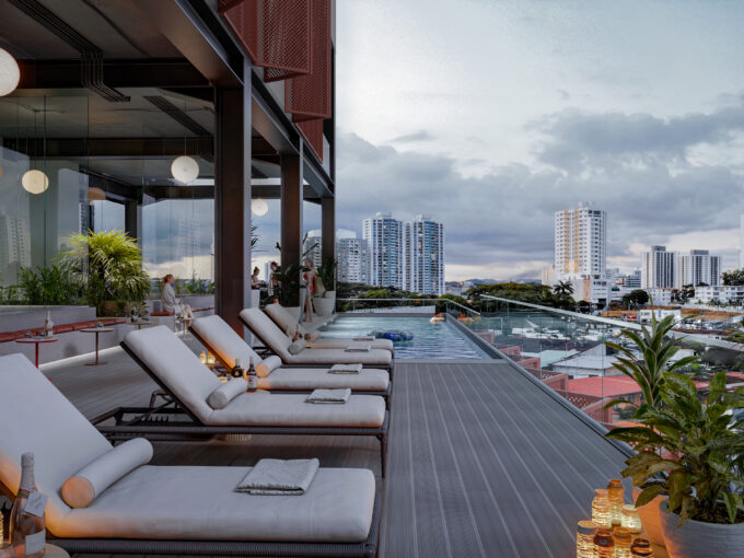 Image of the rooftop pool in this condo for sale in Casa Parque in San Francisco