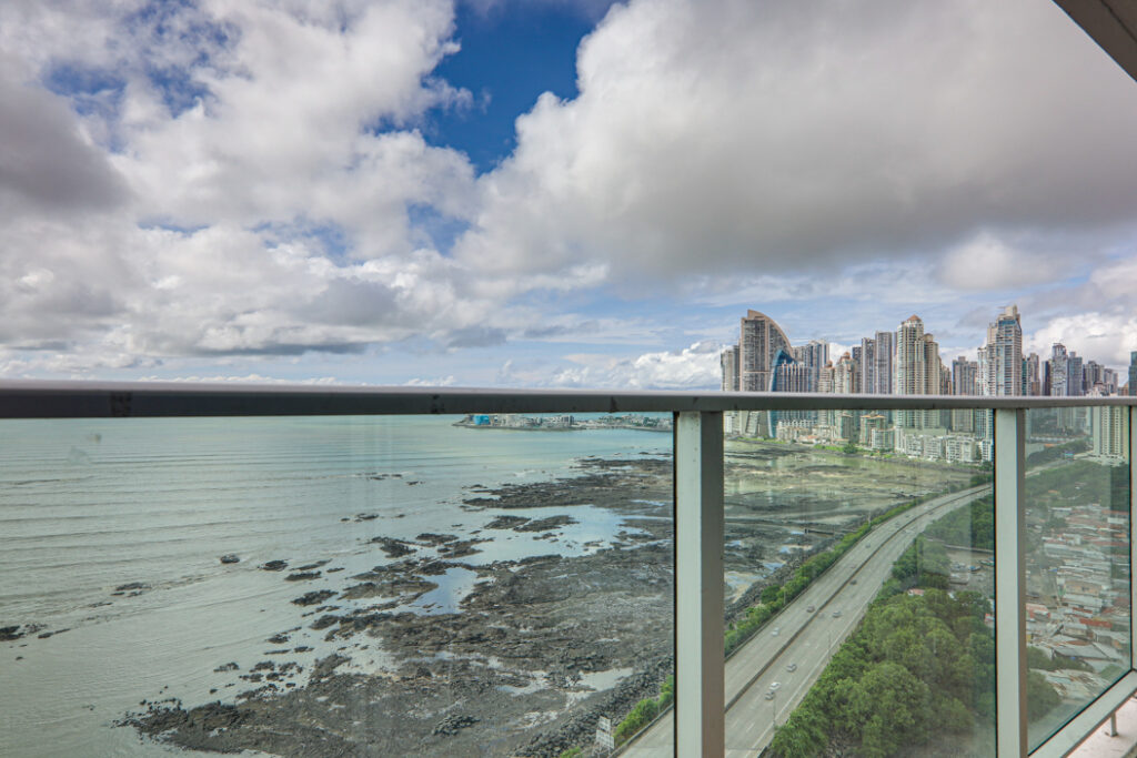 Image of the views from the balcony in this ocean view condo in Terrawind