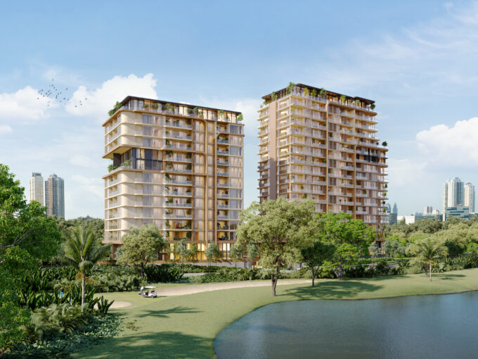 Image of the views of the lake and golf course in this condo in Bosco Di Santa Maria