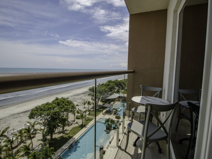 Image of balcony with ocean views in this condo in Surfside Playa Caracol