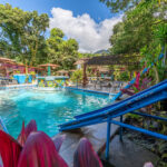 Social area with swimming pool in this mixed use property for sale in El Valle