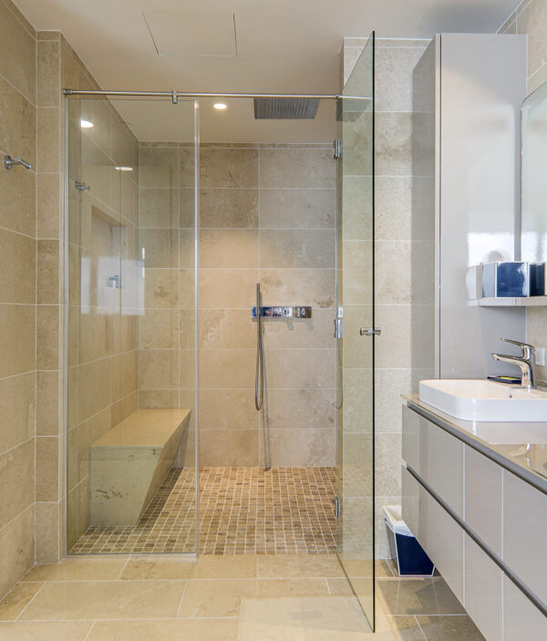 Shower in ultra luxury condo for sale, upper east costa del esta