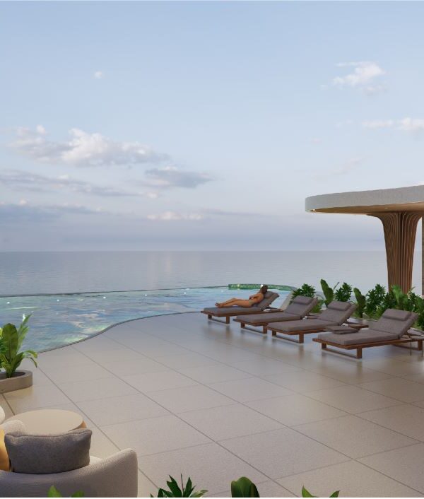 Image of the deck and swimming pool in Allure at Punta Pacifica
