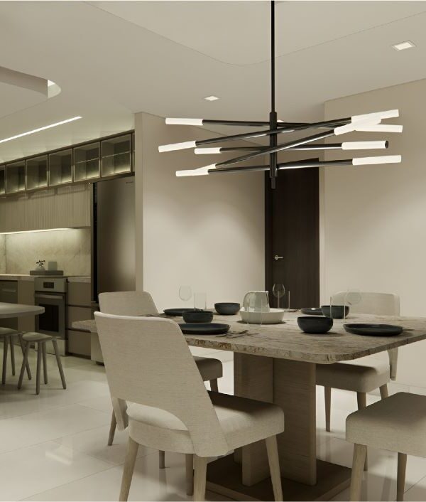 Image of dining area with table and chairs in this condo for sale in Allure at Punta Pacifica