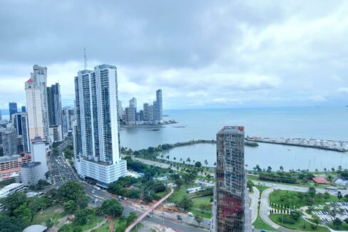 Views of Avenida Balboa from this penthouse for sale in Marina Park