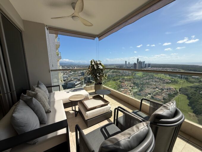 Image of balcony with green views in this Luxury 3 Bedroom Condo for Rent in Green Garden