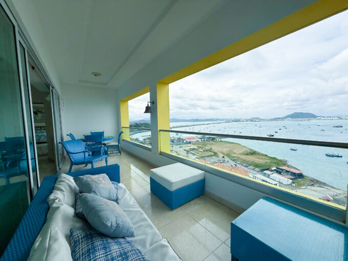 Image of balcony with water views in this Penthouse for Sale in Amador with Amazing Ocean Views!
