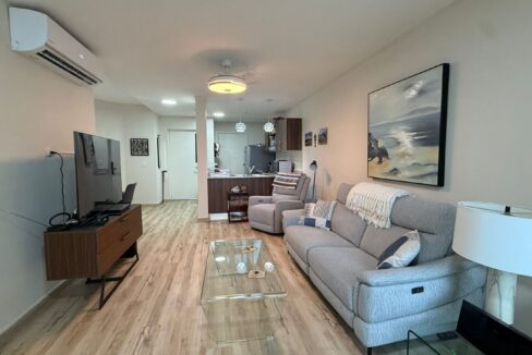 Living room in this Remodeled Condo For rent in Punta Pacifica with Ocean Views