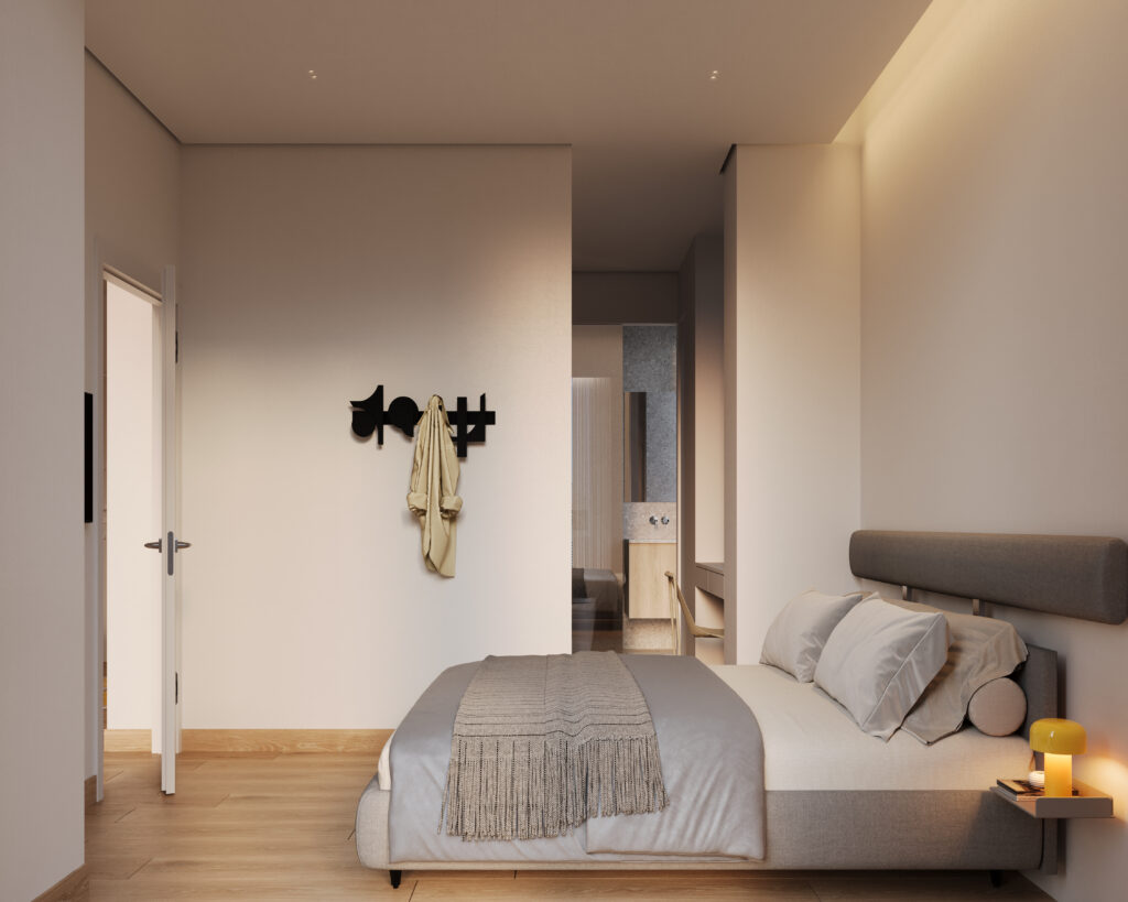 Image of bedroom with bed in this condo for sale in Gesti 68