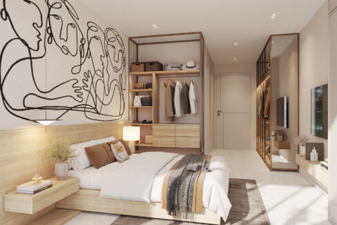 Image of bedroom with bed in this condo for sale in Alive Art District