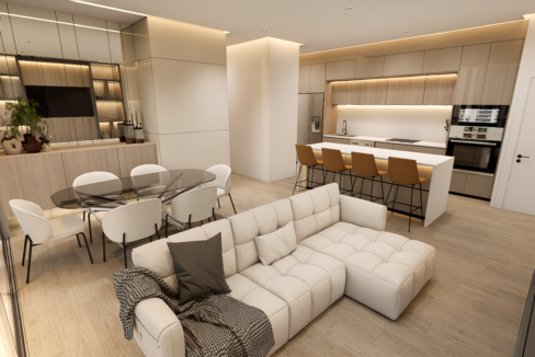 Image of living room with couch, table and chairs in this condo for sale in Sky Parc 2