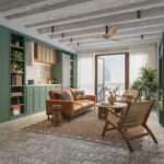 Image of living space with table, chairs and couch in this condo for sale in Dona Ceci