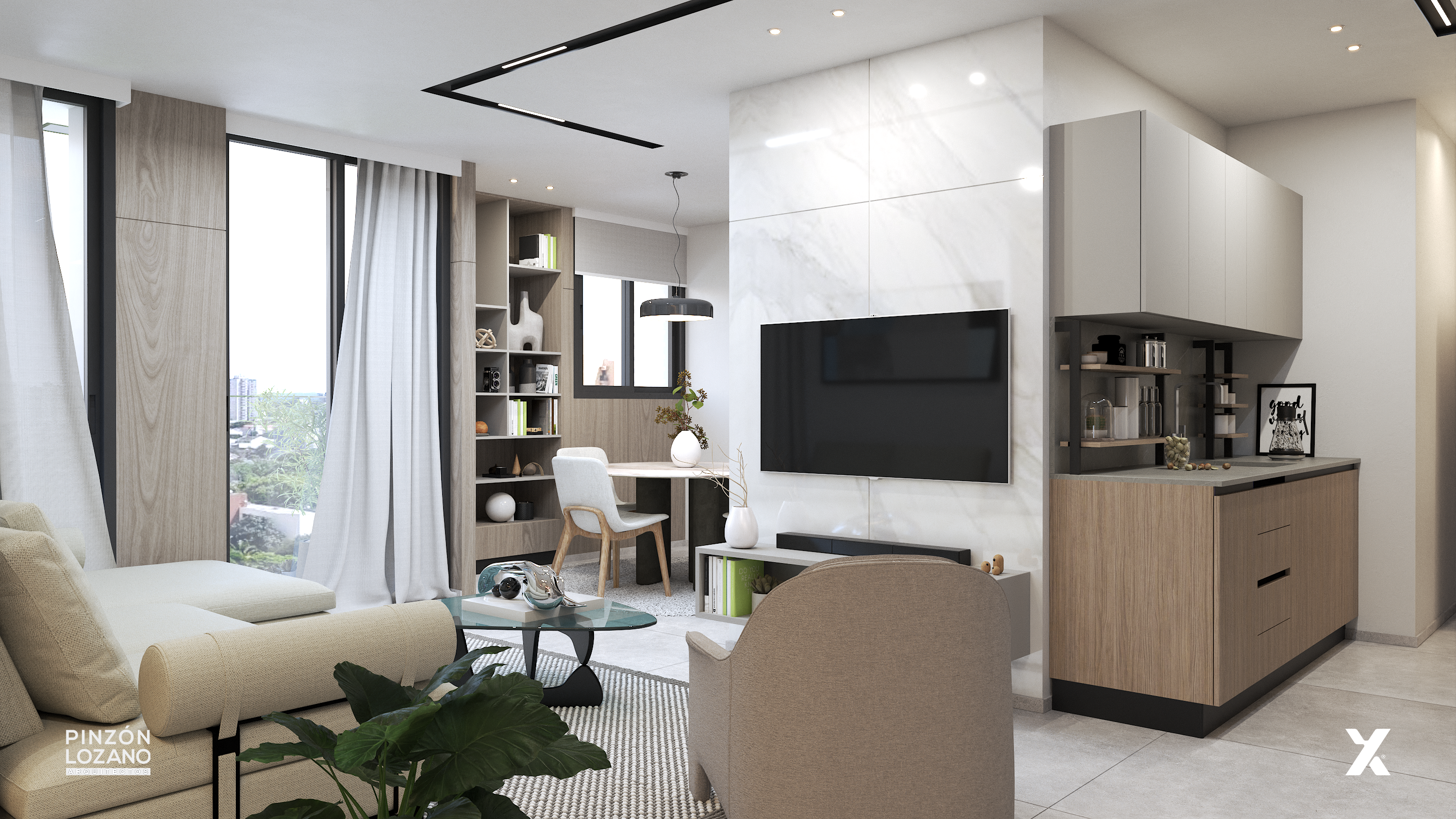 Image of living room with furniture in this condo for sale in X The Building