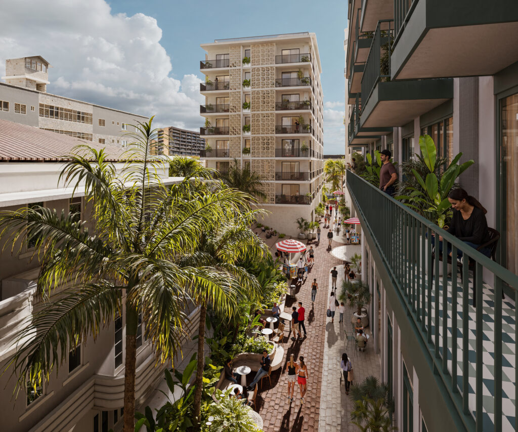 Balcony overlooking Gran Central from this condo for sale in Vanguardia