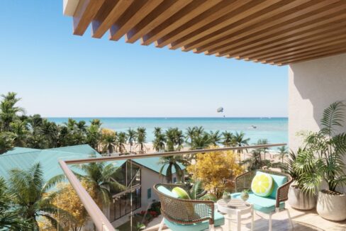 Image of balcony with ocean views in this home for sale in Margaritaville