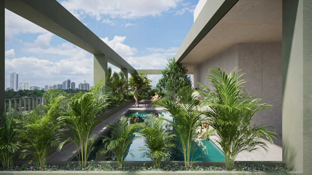 Garden and swimming pool in A19
