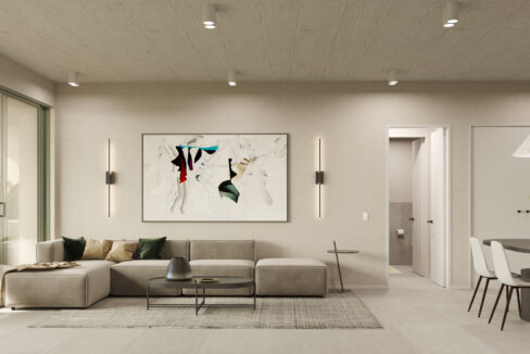 A19 Cincuentenario one bedroom condo living room in Coco del Mar