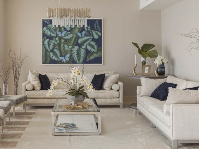 3-bedroom ocean-view condo Costa del Este living room at Paramount