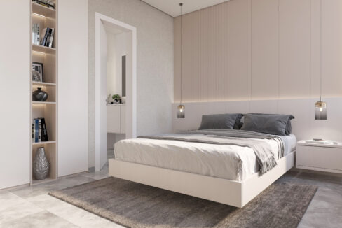 Bedroom with bed in this condo for sale in AWA