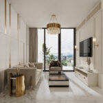 Aurum 88 m² condo living room with balcony in Costa del Este