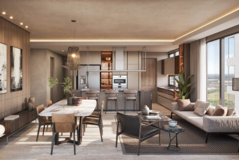 Dining room in the Ebano Model C condo