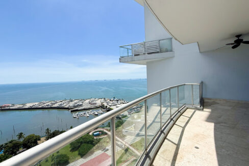 Balcony with ocean views in this condo for sale in Sky