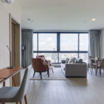 Living room with furniture in this condo for rent in Arcadia